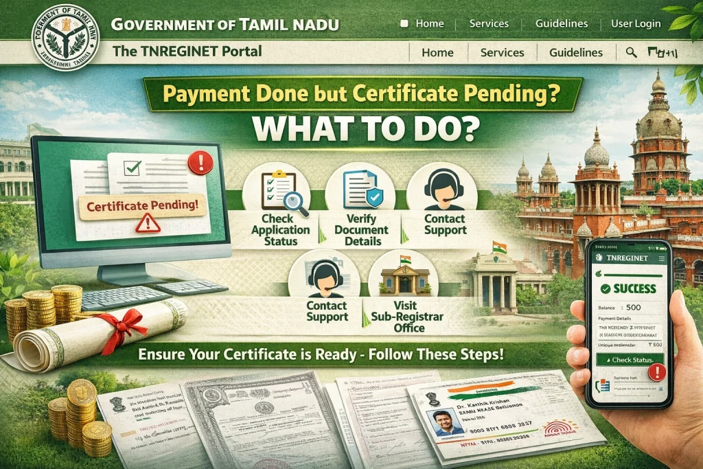 What to do if payment is done but certificate is pending