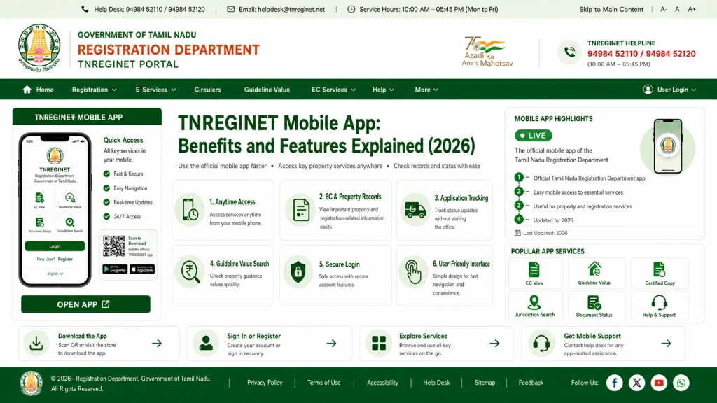 Key Features of the TNREGINET Mobile App