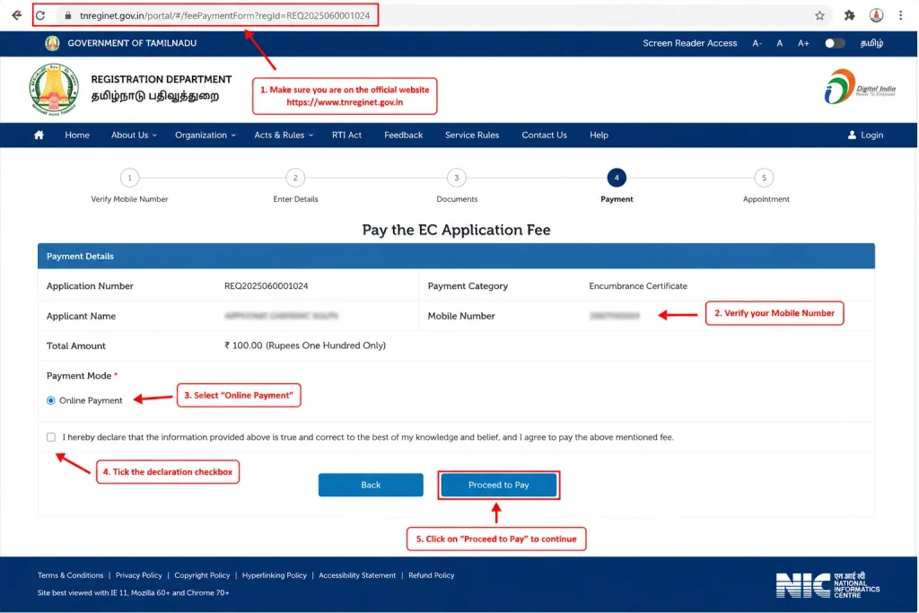 Step 8: Pay the EC Application Fee